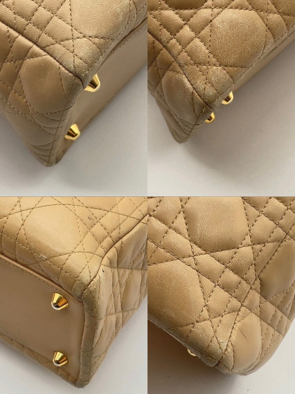 Authentic Vintage Christian Dior Leather Beige Gold Large Lady Dior Handbag - Picture 15 of 15